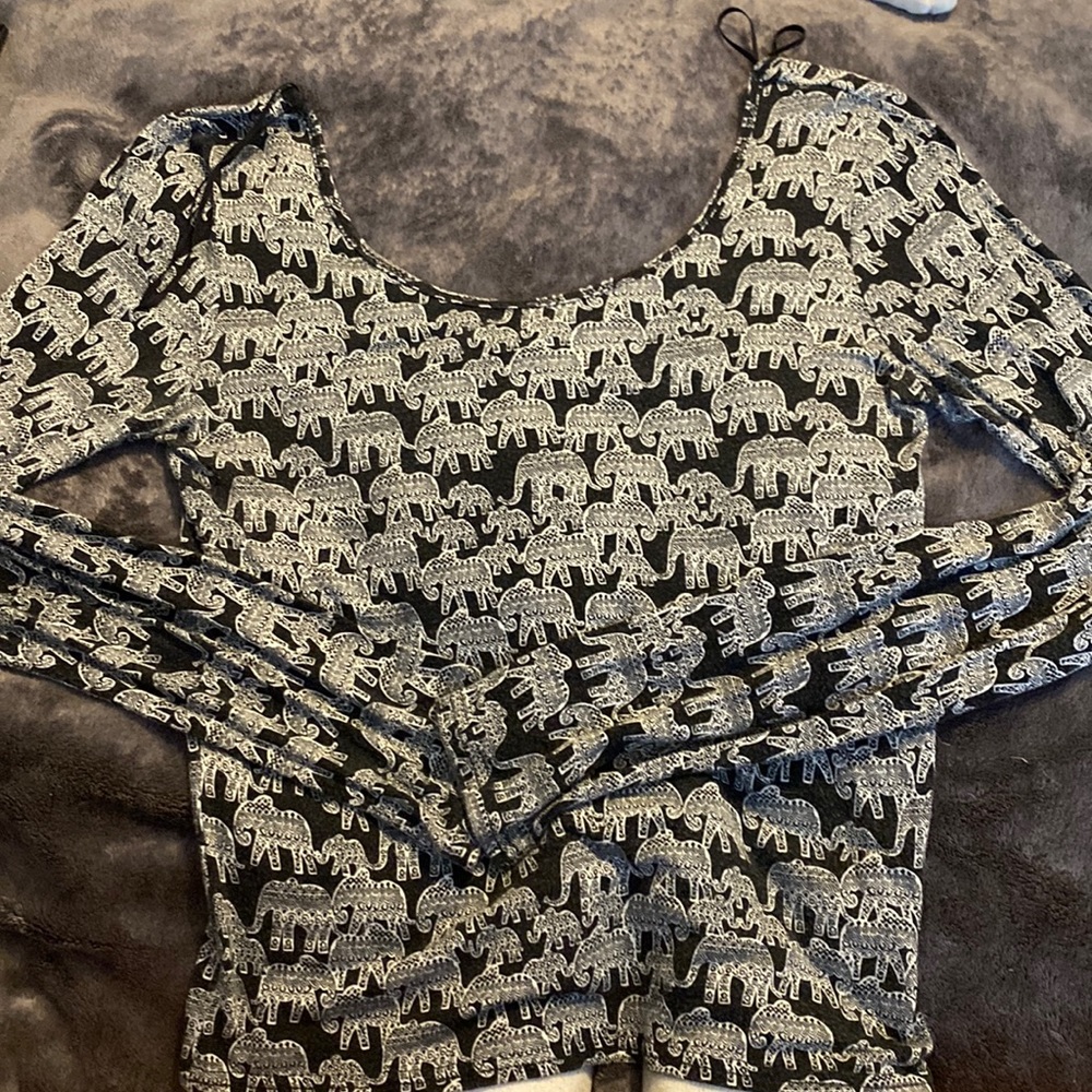 Elephant Print Long Sleeve Tee